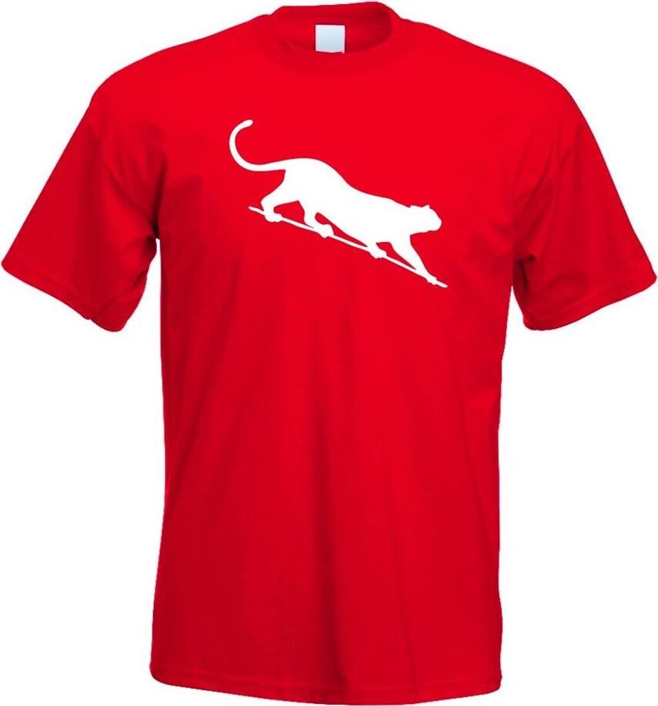 Kiwistar - T-Shirt - rot - Wildkatze - Panther - Leopard Herren Funshirt Bedruckt Design Sprüche Spruch Motive - mit Motiv Bedruckt - Funshirt Des...