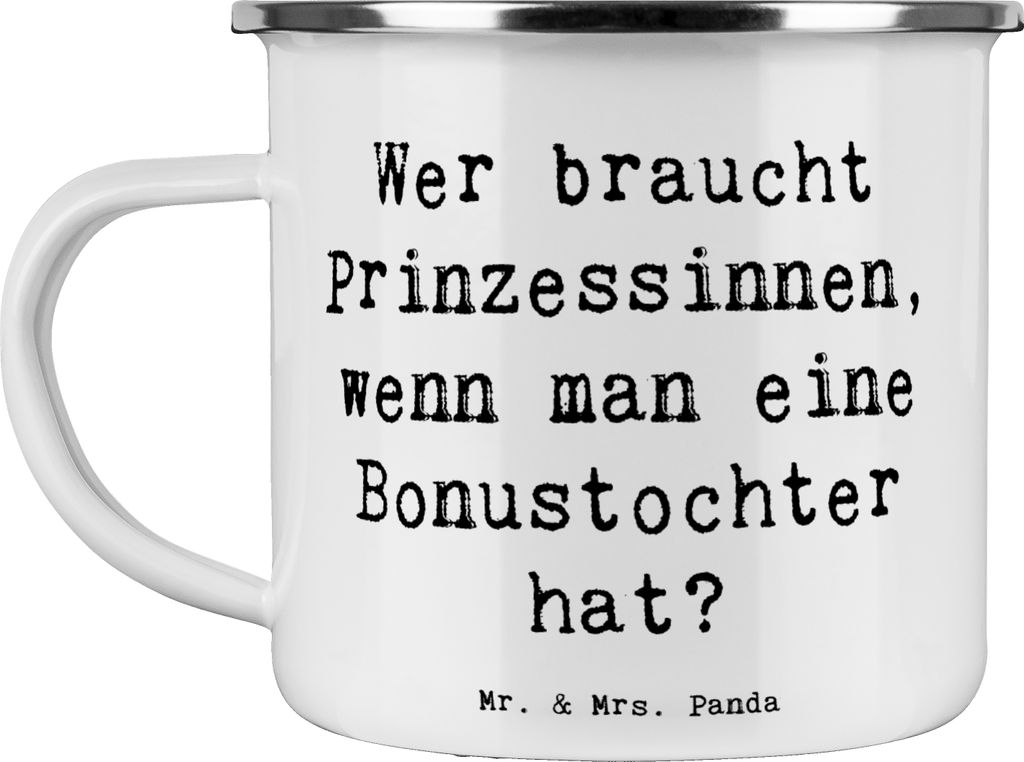 Mr. & Mrs. Panda Teetasse Spruch Bonustochter - Weiß - Geschenk, Emaille Tasse, Märchen, blechbecher, Haferl, Pott, Outdoor Becher, Prinzessin, F...