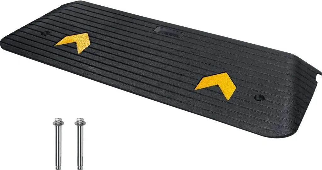 Rampa per soglia - rampa per soglia in gomma piena - portata 15 tonnellate - rampa per marciapiede con canale - 110x32x3,8 cm - rampa per sedie a rotelle - rampa di accesso - rampa in gomma - ideale per terreni e marciapiedi irregolari