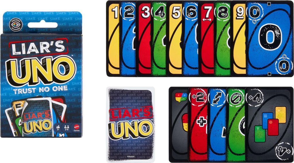 Games Liar‘s UNO Kartenspiel für Erwachsene, Kinder, Familien, Partys und Spieleabende, Tricks und Bluffs, Kartenspiel, Abwurf, 7 Jahr(e), Famil...