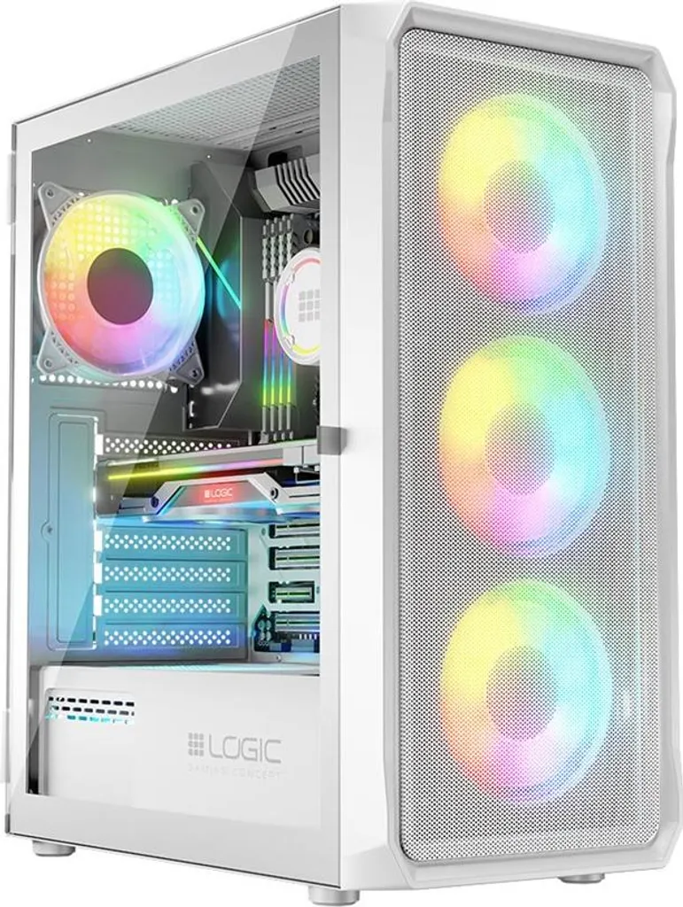 Mini Boîtier PC Blanc Logic PORTOS ARGB Idéal pour Setup Gaming Compact