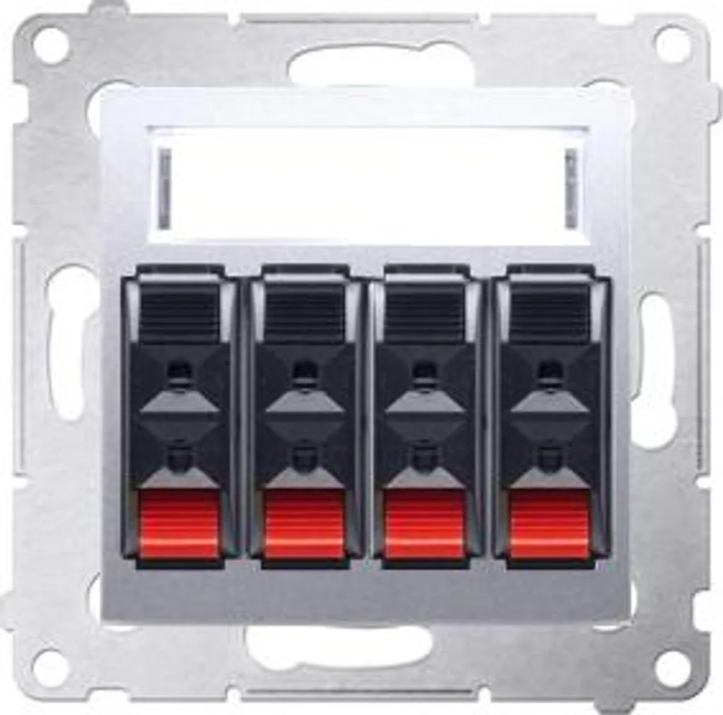 Prise haut-parleur quadruple Simon 54 Premium en argent mat - 4 sorties