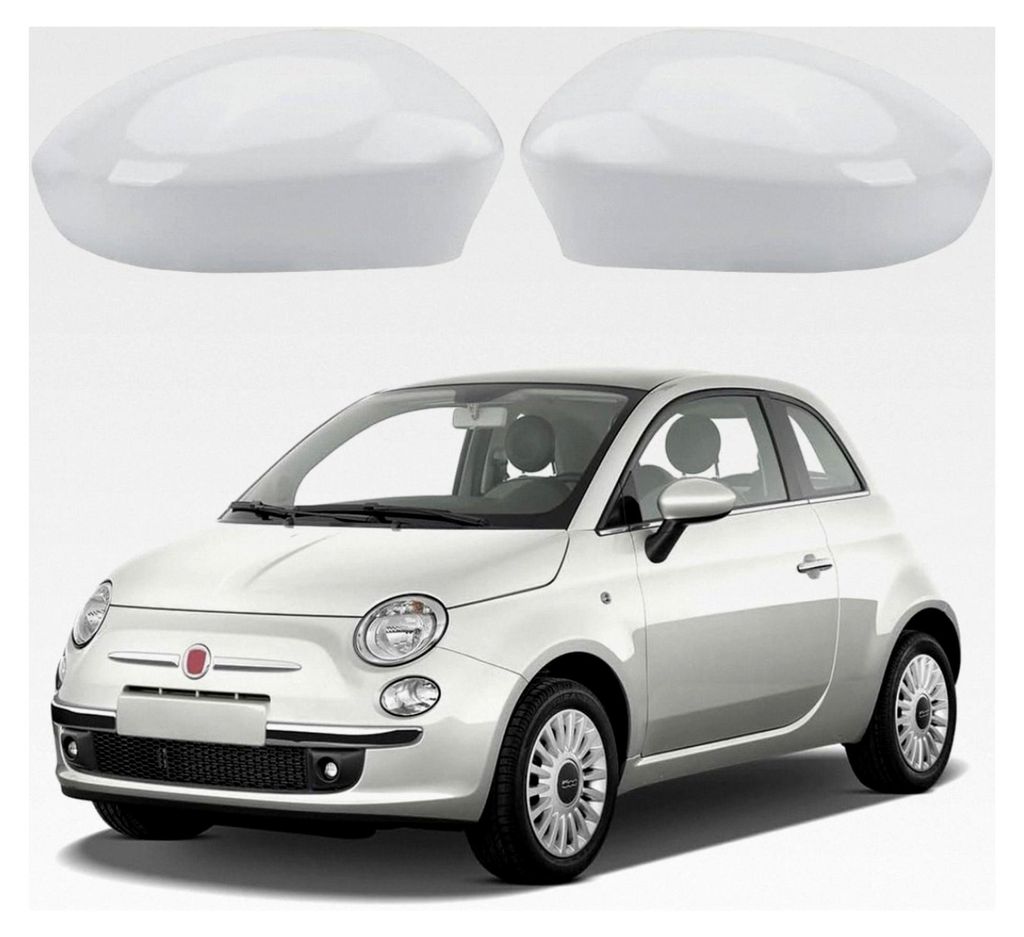 1 Paar Spiegelabdeckungen für Fiat 500 500C 500E 2007-2024/Grande Punto 2005-2018, Außenspiegelkappen (Weiß)