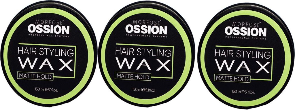 Morfose Ossion Hair Wax Matt 3 x 150 ml Premium Barber Set Produktbild 
