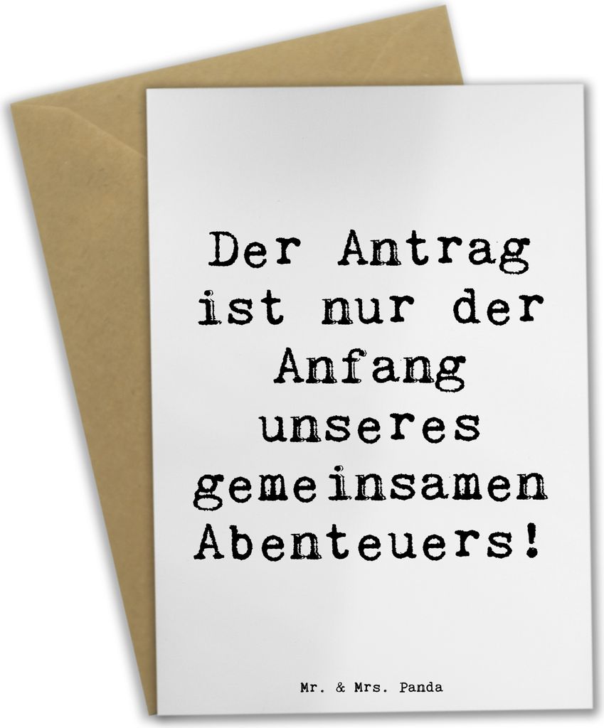 Mr. & Mrs. Panda Klappkarte Spruch Heiratsantrag Abenteuer - Weiß - Geschenk, Verlobung, genesungskarte, gemeinsames Leben, Heirat, weihnachtskart...