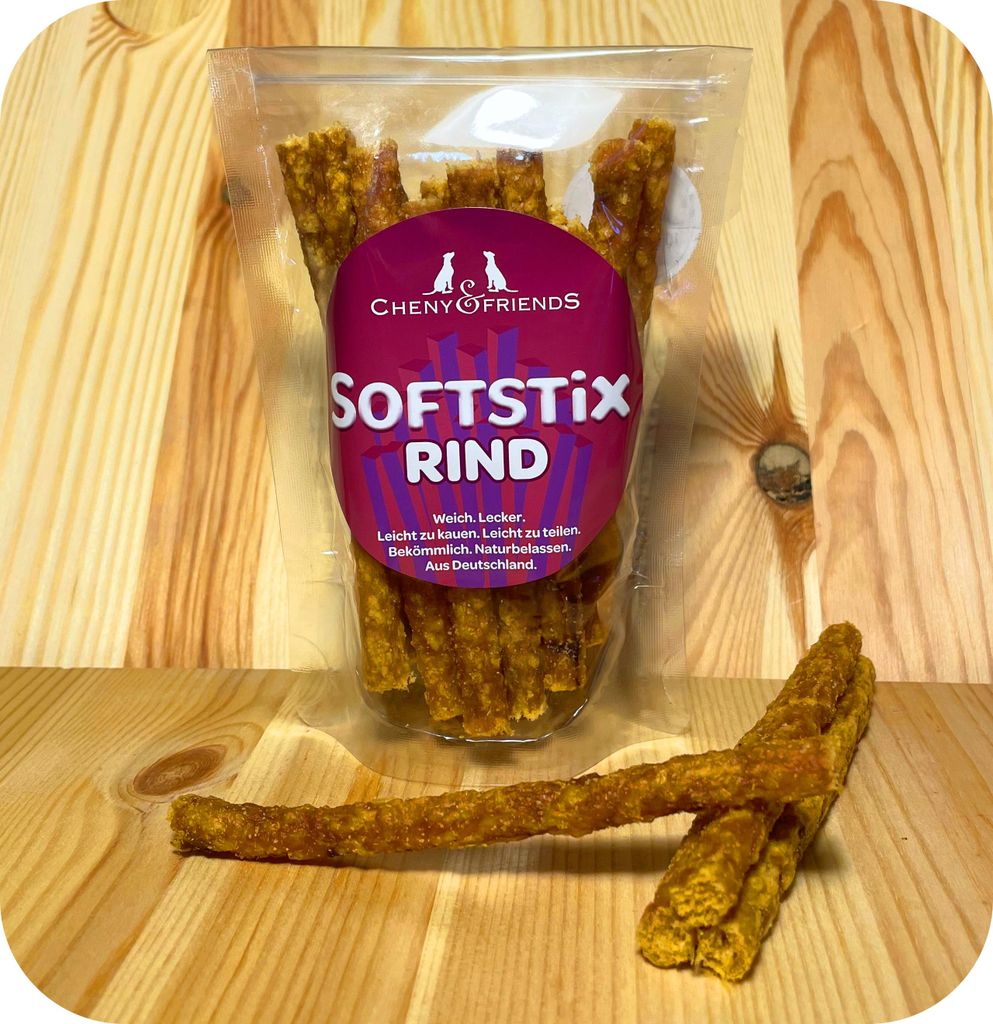 CHENY&FRIENDS Softstix Rind - weiche, leckere, leicht zu teilende Sticks für Hunde, 100g