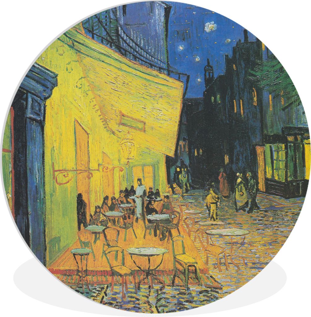 MuchoWow Rundes Wandbild - Runde Bilder Caféterrasse bei Nacht - Vincent van Gogh Ø 90 cm Kreis Wanddekoration Kunststoff - Wandkreis - Wandsch...