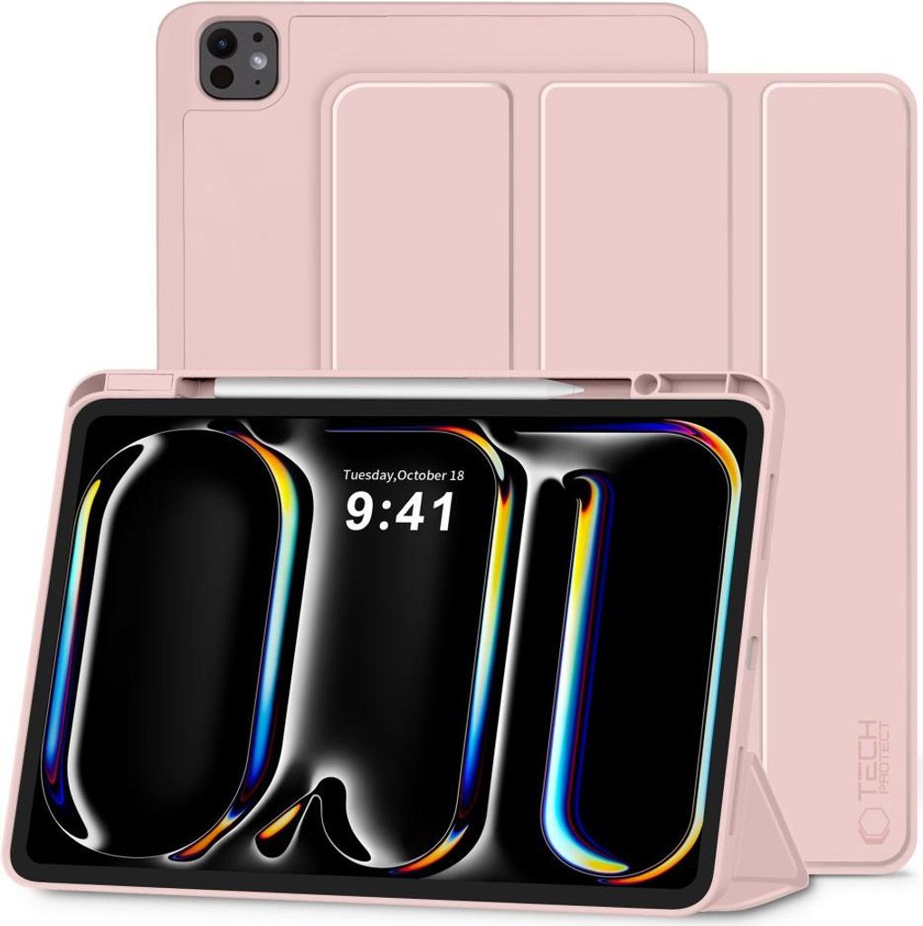 Hülle mit Klappe für Apple iPad Pro 13 2024/2025, Tech-Protect SC Pen, Rosa