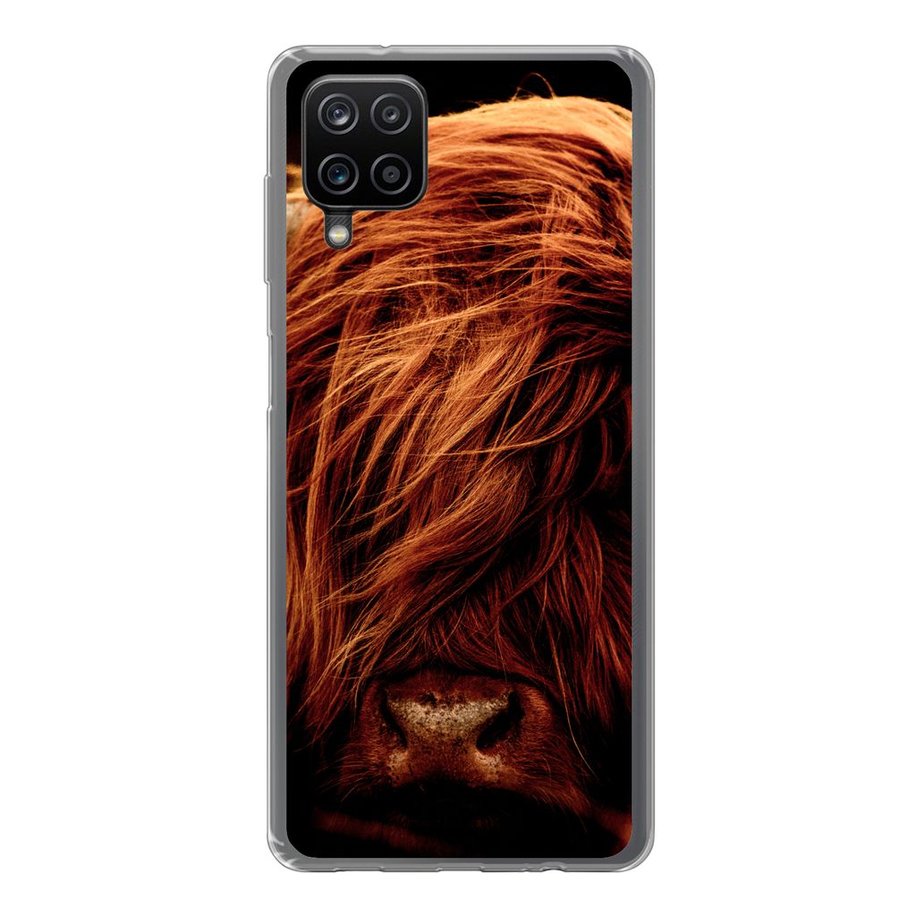 MuchoWow Handyhülle Schutzhülle Hülle für Samsung Galaxy A12 Schottischer Highlander - Kuh - Hörner - Porträt - Tiere Silikon Softcase Hand...