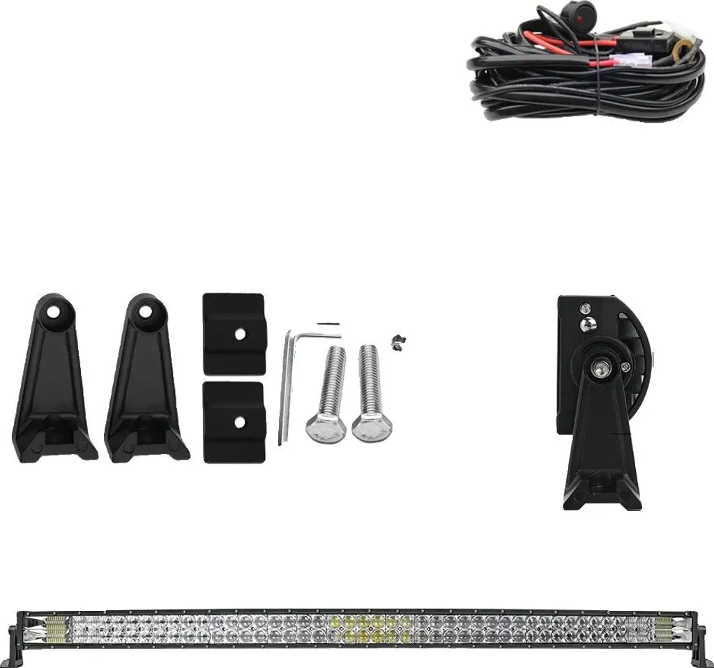 Rampe Lumineuse 52 Pouces Incurvée LED avec Kit de Faisceau Double Rangée