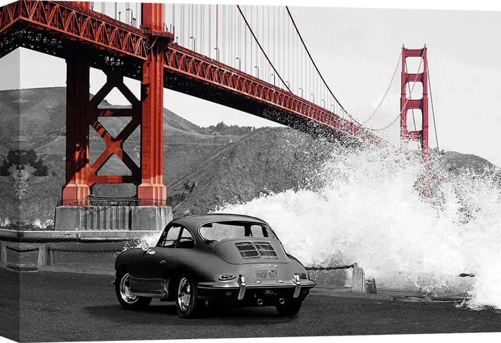 Quadro Moderno Golden Gate Bridge 60x40 - Arredo Casa San Francisco BW