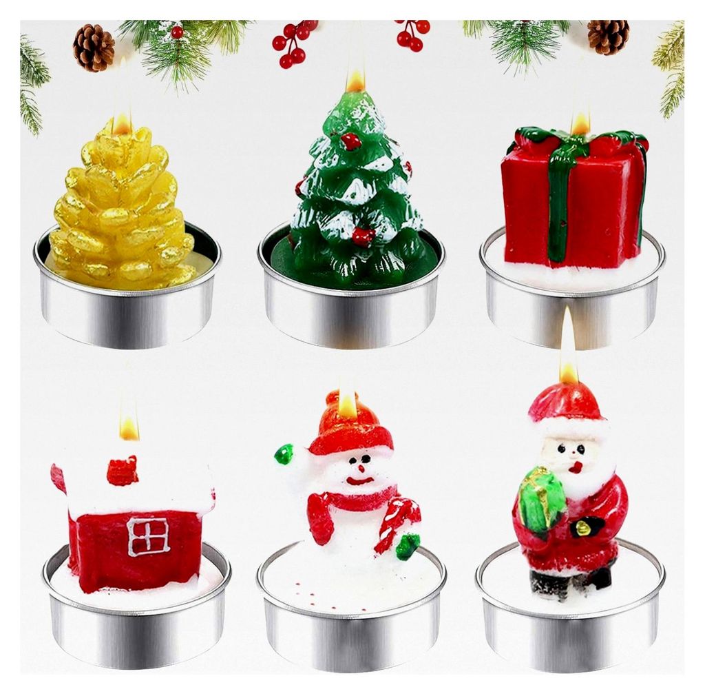 Weihnachtskerzen, 6 Stück Teelichter für den Weihnachtstisch und Adventskranz