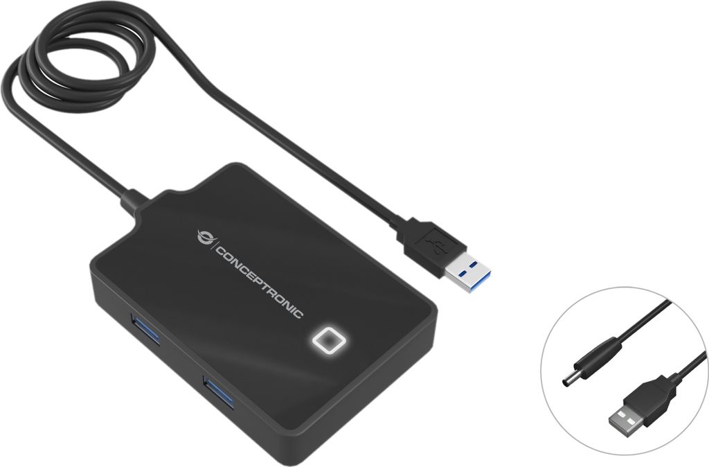 Conceptronic HUBBIES 4-Port-USB 3.0-Hub, 90cm Kabel