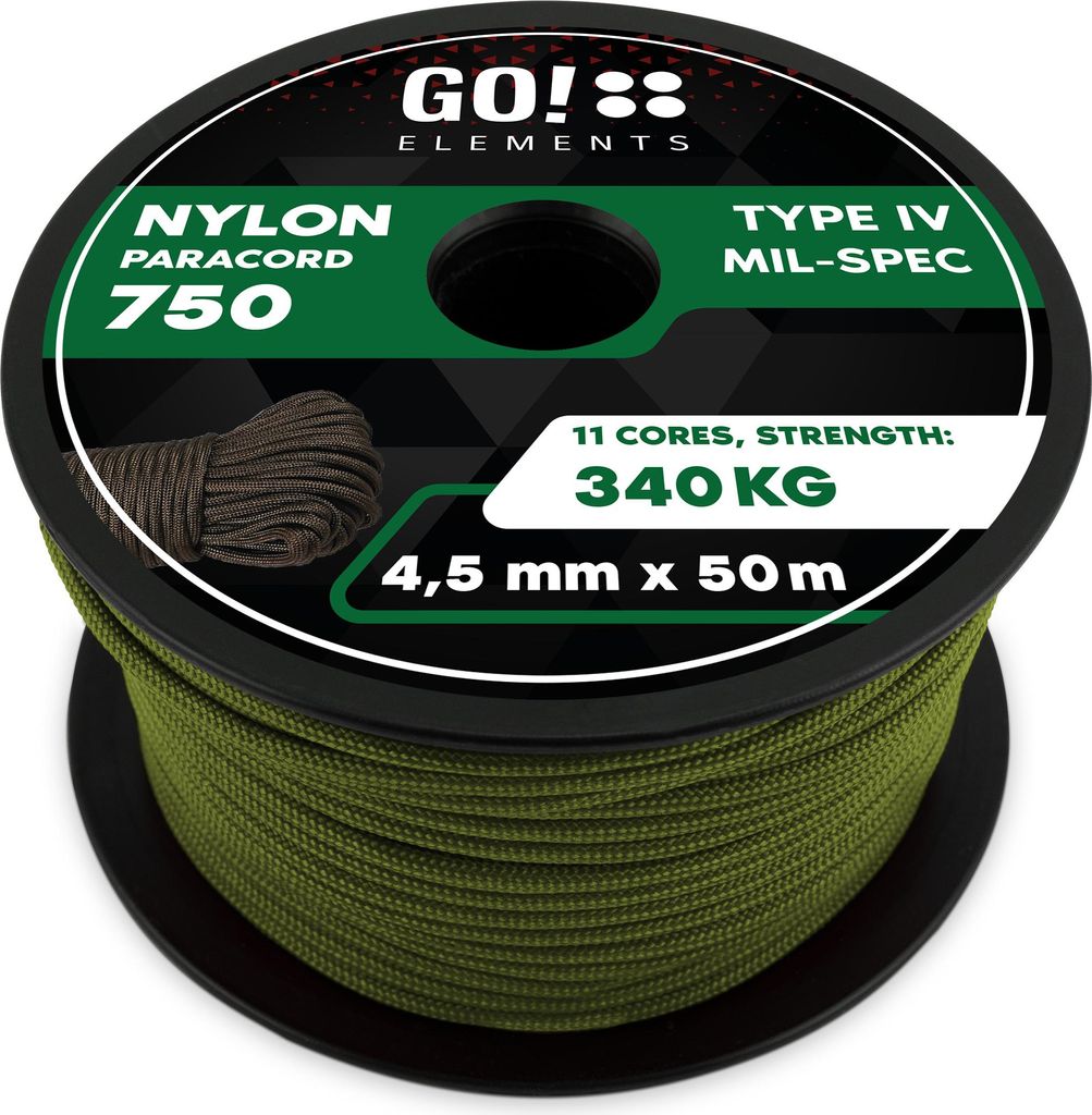 GO!elements 50m Paracord Seil aus reißfester Nylonschnur - Produktbild 