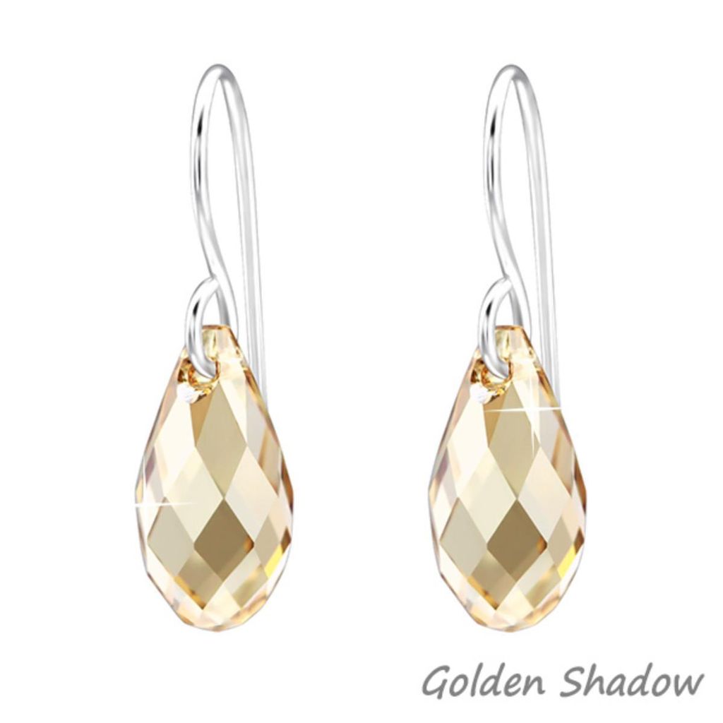 Ohrringe Kristall Tropfen Silber 925 Golden Shadow