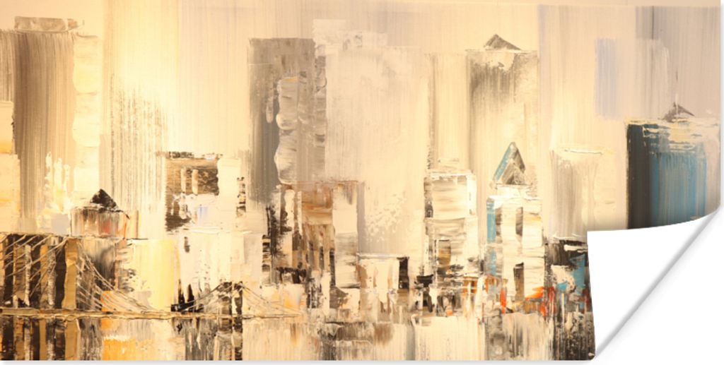 MuchoWow Poster Gemälde - Öl - Abstrakt - Skyline 80x40 cm - Wanddeko