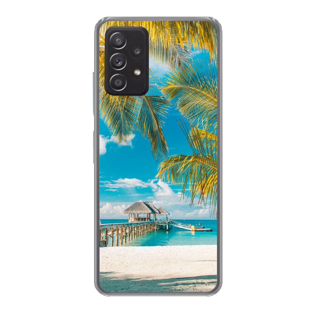 MuchoWow Handyhülle Schutzhülle Hülle für Samsung Galaxy A53 5G Strand - Palme - Meer Silikon Softcase Handy Hülle - Schutzabdeckung