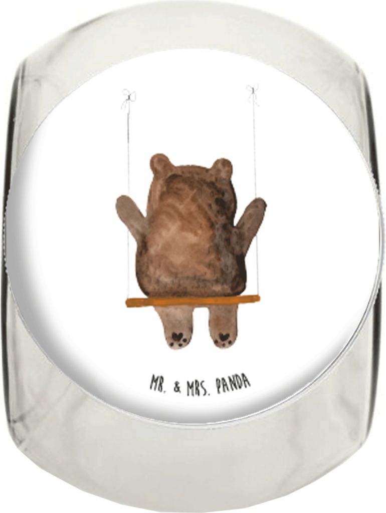 Mr. & Mrs. Panda Teedose Bär Schaukel L 870ml - Weiß - Geschenk, Kaffeedose, Aufbewahrungsdose, Bonbonglas, keksglas, Teddy, Bonboniere