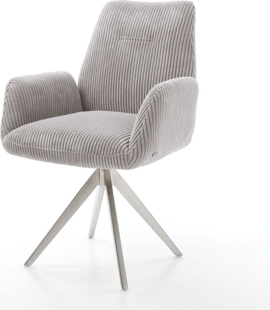 DELIFE Esszimmerstuhl Zoa-Flex Cord Silbergrau Kreuzgestell kantig Edelstahl Taschenfederkern