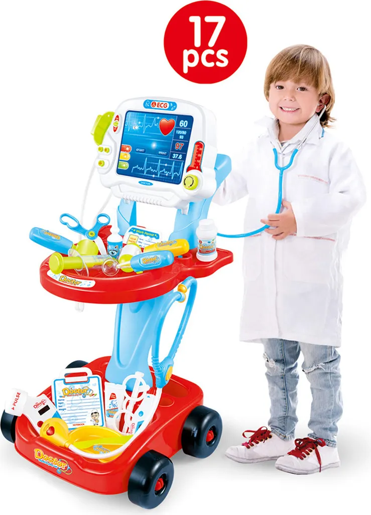 Chariot de Docteur Lumineux - Jeu Éducatif avec 17 Accessoires Médicaux