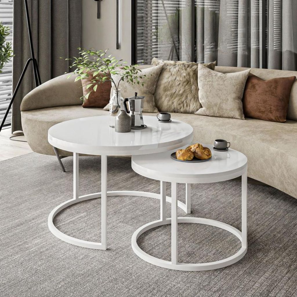 Ronde salontafel CIRI, 2-in-1, hoogglans Productafbeelding 