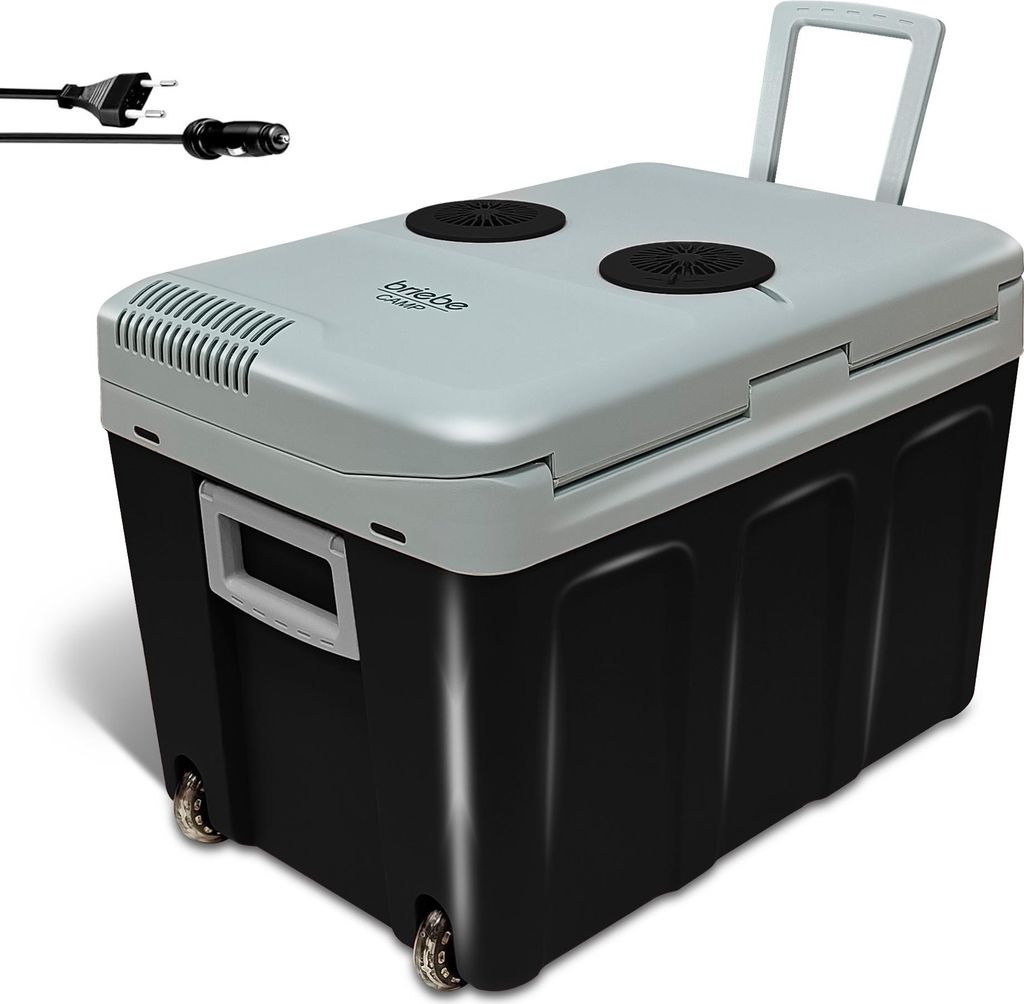Briebe CF1155BLK Tragbare Elektrische Kühlbox, 40 Liter, 12V für Auto und 220V Schwarz