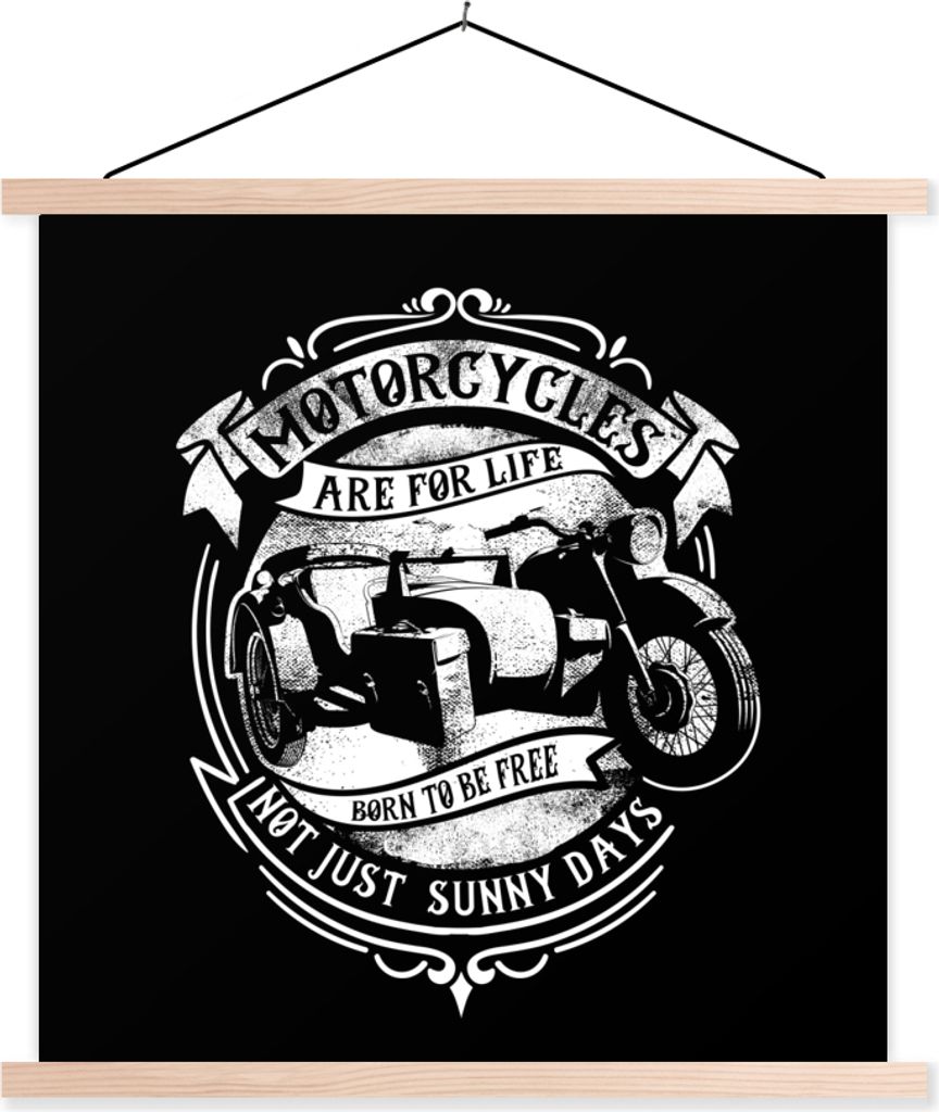 MuchoWow Textilposter Mancave - Motor - Retro - Angebot 120x120 cm mit holzfarbenen Rahmen - Textil-Poster