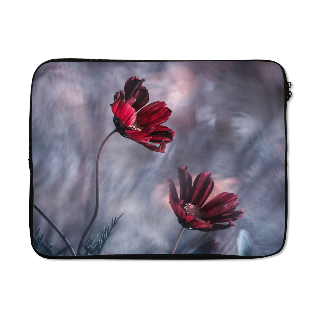 MuchoWow Laptop Hülle 15 Zoll Blumen - Rot - Pflanzen - Natur Laptoptasche - Laptoptasche - Sleeve - Rundum-Schutz