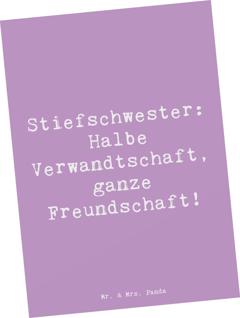 Mr. & Mrs. Panda Postkarte Spruch Stiefschwester Freundschaft - Lavendeltraum - Geschenk, Beziehungen, bildkarte, Geburtstage, Postkarten, Grußkar...