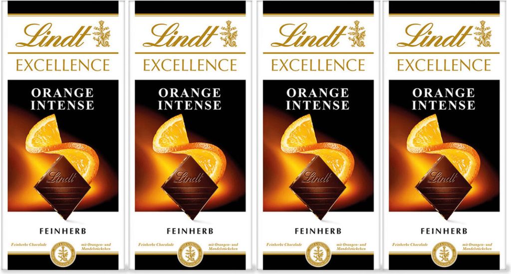 Lindt Excellence Orange Intense Feinherbe Schokolade 100g 4er Pack