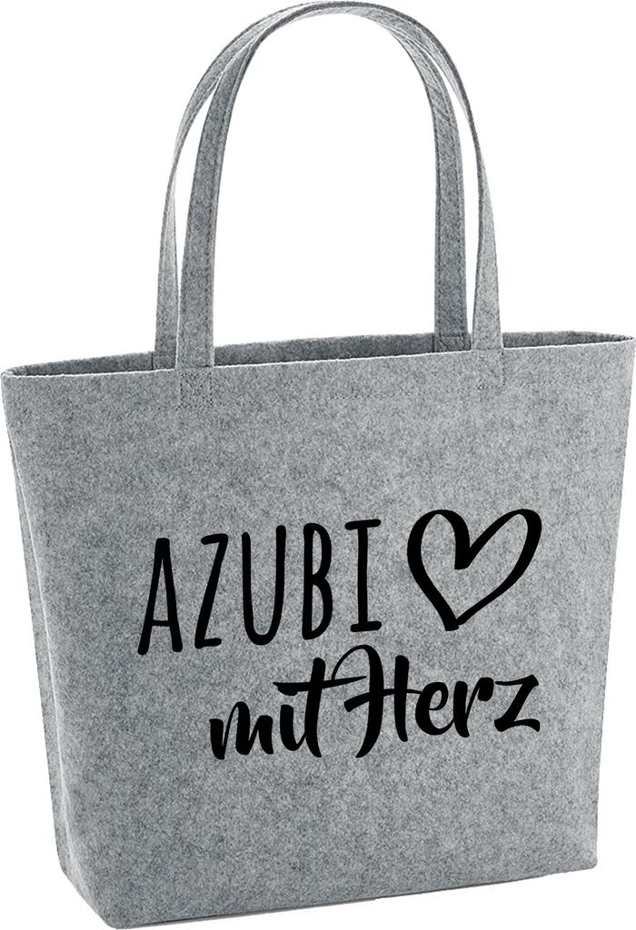 Huuraa Filzshopper Azubi mit Herz 22 Liter Grey Melange Filztasche Geschenkidee