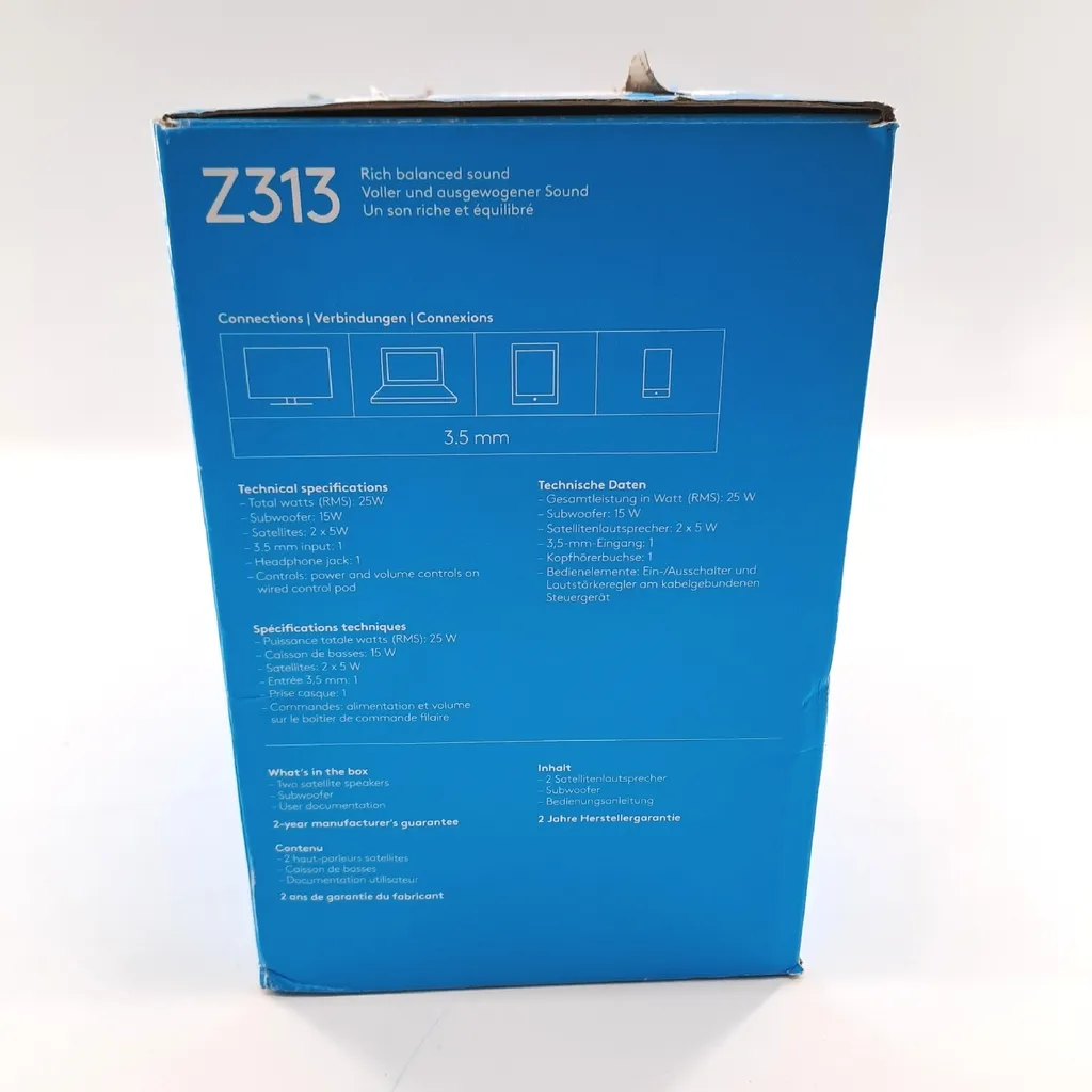 Enceintes PC 2.1 Logitech Z313 Son Multimédia avec Commande Filaire Noir - 25