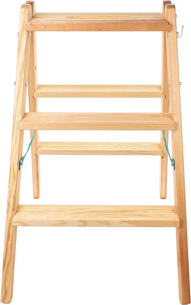 Échelle double en bois 2x3 marches larges pour travaux de peinture