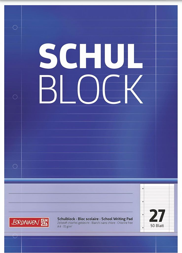 BRUNNEN Collegeblock Lineatur 27 liniert mit Rand DIN A4 Produktbild 