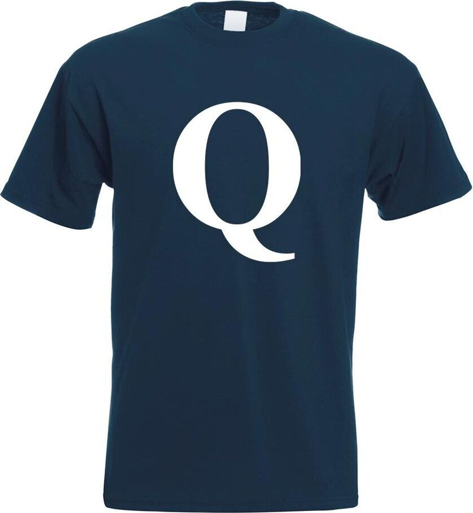Kiwistar - T-Shirt - Navy - Buchstabe Q - Alphabet Motiv Bedruckt Funshirt Design Print - mit Motiv Bedruckt - Funshirt Design - Sport - Freizeit -...