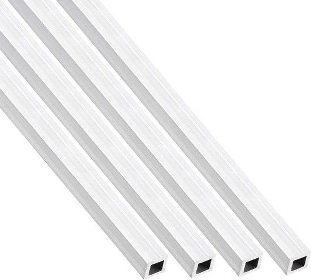 Aluminium-Set 4er - Quadratische Aluminiumrohre 6mm x 6mm x 1mm x 200mm - Für Hausrat und Maschinen