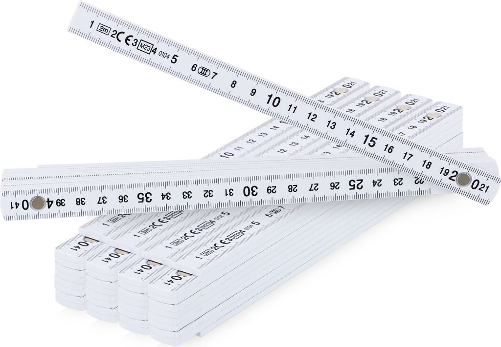 com-four® 5x Zollstock aus Kunststoff - 2 Meter Produktbild 