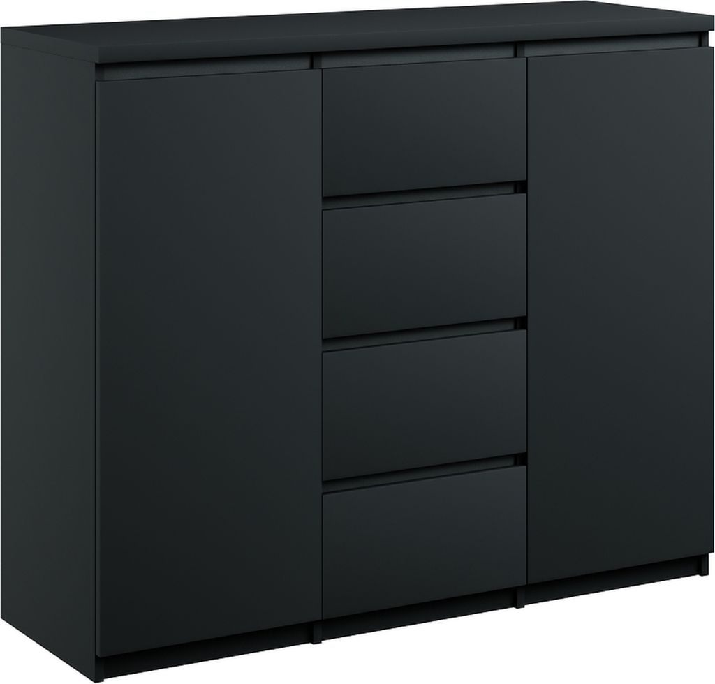 Elegante Kommode 2d4s 120 in Mattschwarz - Kombiniert Stil Produktbild 