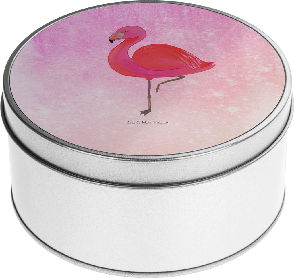 Mr. & Mrs. Panda zuckerdose Flamingo Classic - Aquarell Pink - Geschenk, Ich, Freundinnen, Prächtig, glücklich, Metallbox, keksdosen, Dose, Keksd...