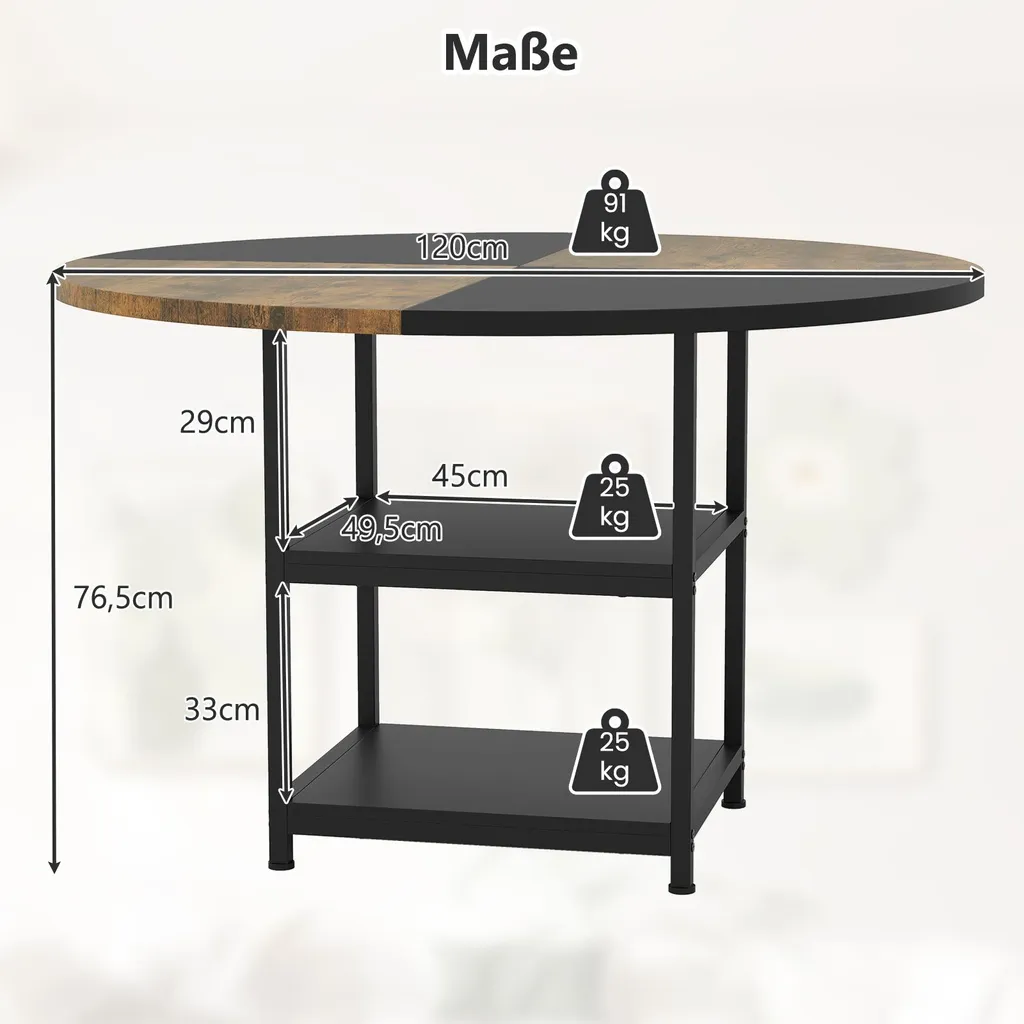Table à manger ronde 120cm stable et robuste pour gagner de l'espace - 3