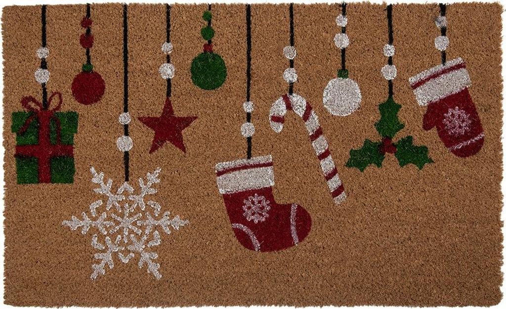 Clayre & Eef Fußmatte 75x45x1 cm Braun Kokosnuss Weihnachten