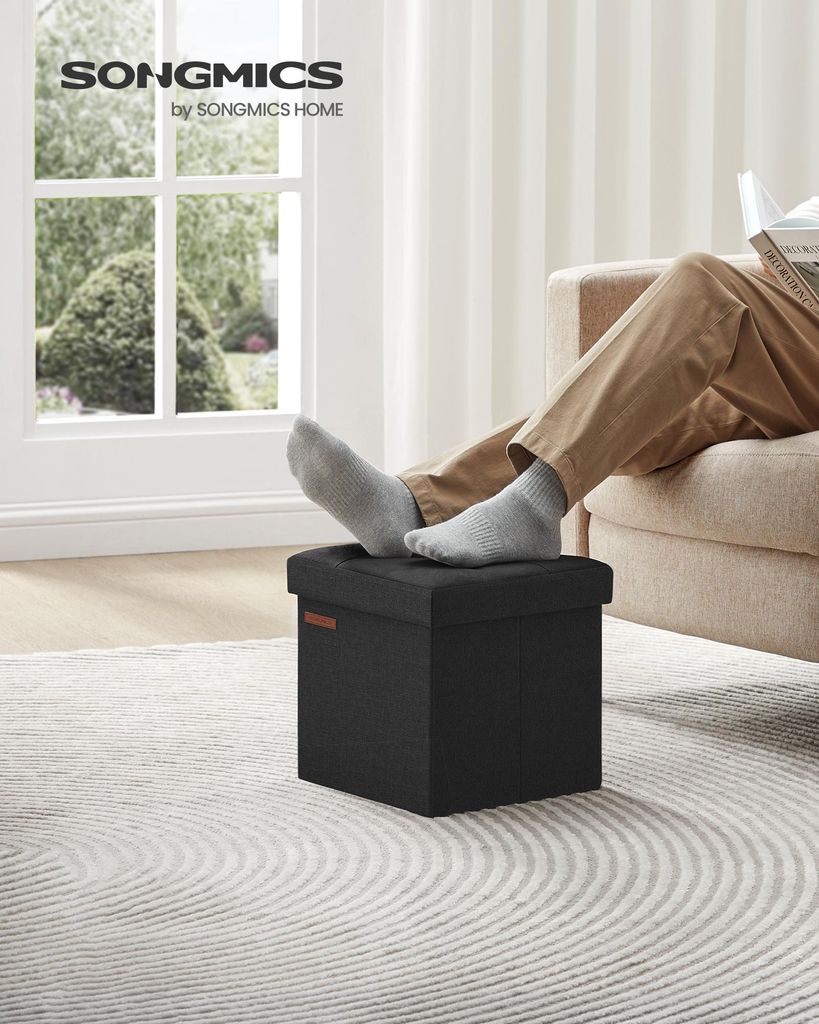 SONGMICS 30 cm Sitzbank mit Stauraum, klappbare Sitztruhe, Produktbild 