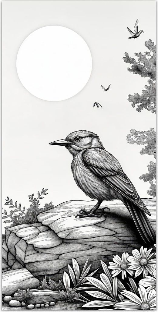 Glasbild 55x110cm in XXL für Wohnzimmer, Schlafzimmer Motiv Natur Illustration