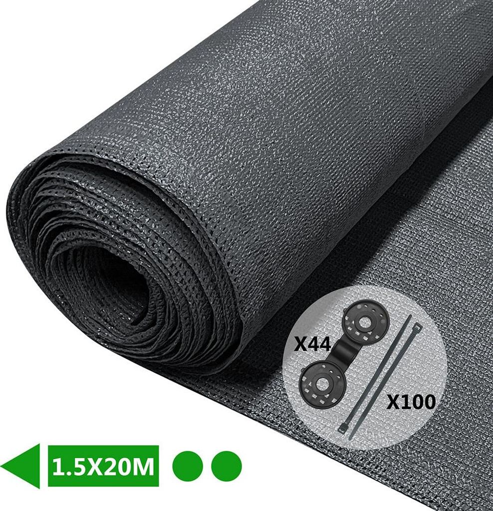 VOUNOT Zaunblende 1.5×20m, Sichtschutz Zaun 90 g/m² HDPE Schattiernetz, Anthrazit
