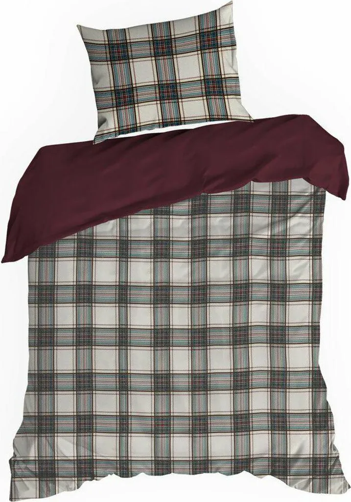 EUROFIRANY | Biancheria da letto natalizia - Biancheria da letto natalizia - 140 x 200 cm - Bianco rosso a scacchi - Set da letto - Inverno - Natale