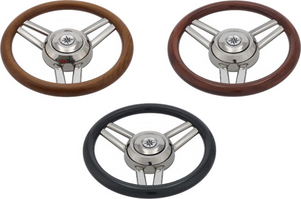 Steuerrad Boote Bootslenkrad Edelstahl 350 mm Holz Teak Mahagoni Carbon Farbe: Mahagoni