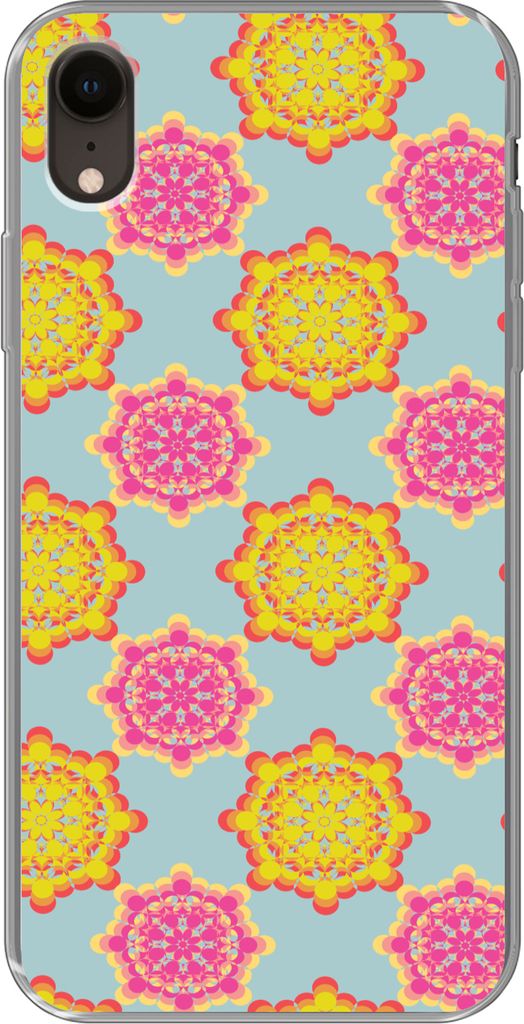MuchoWow Handyhülle Schutzhülle Hülle für Telefoonhoesje iPhone XR Flower Power - Design - Hippie Silikon Softcase Handy Hülle - Schutzdeckel