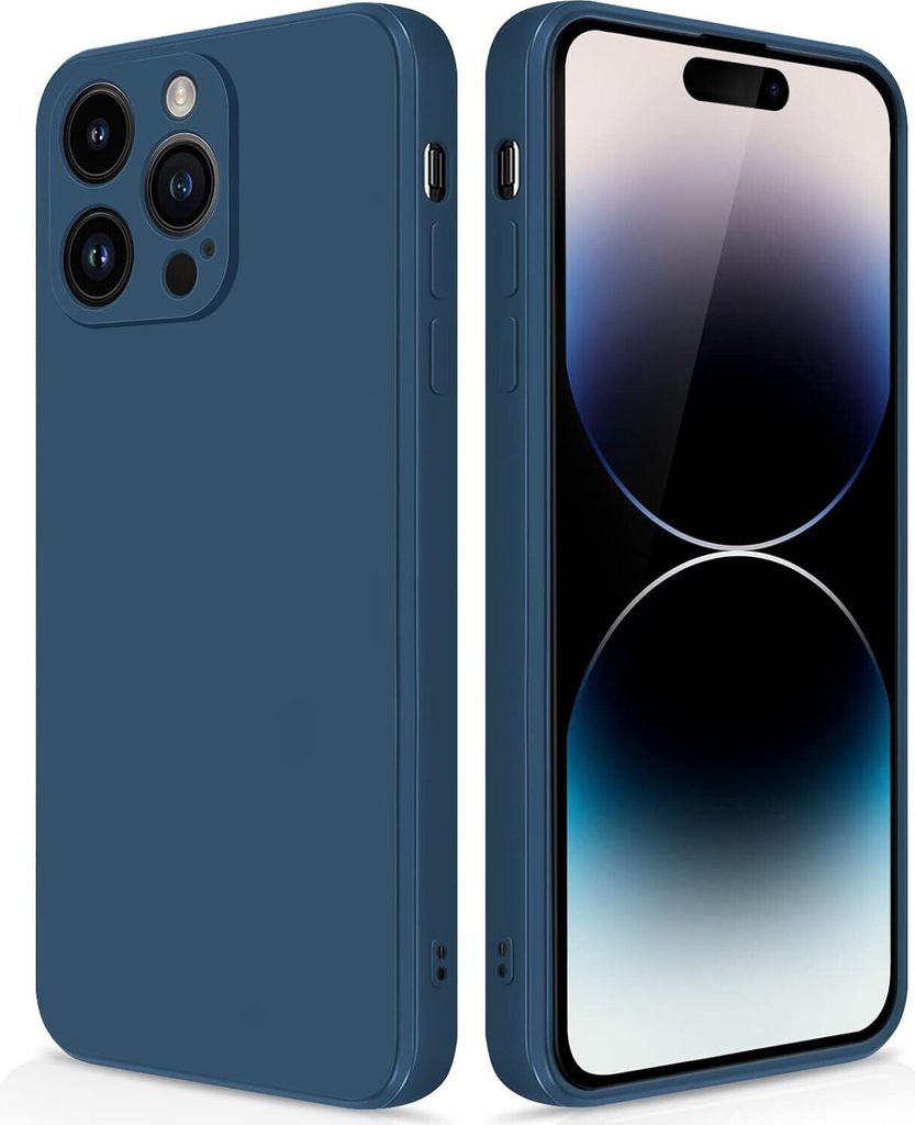 Silikon Hülle für iPhone 14 Pro Flüssigsilikon Dünn Gel Gummi Matt Kratzfeste Schutzhülle Blau