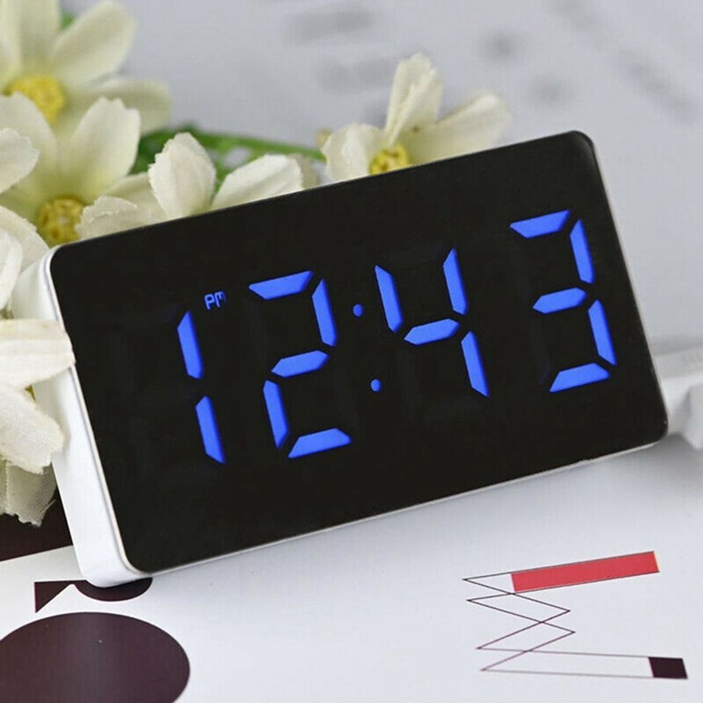 Digital LED Wecker Spiegel Alarmwecker Tischuhr Uhr Temperaturanzeige