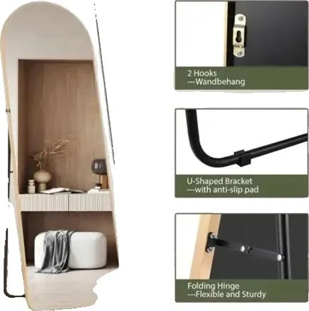 Miroir sur pied design arche dorée pour chambre et salon moderne 160cm